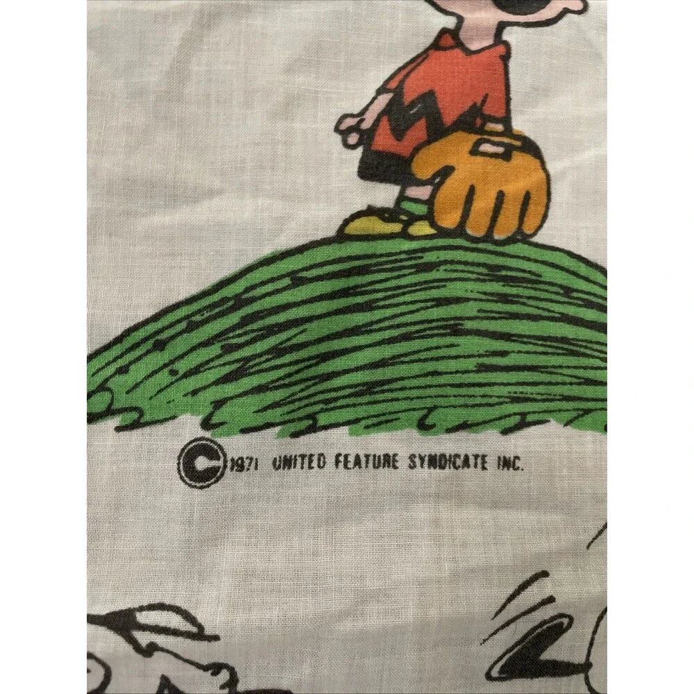 Vintage 1970s Peanuts Snoopy Twin Fitted Sheet Pillowcase Sears Perma Prest